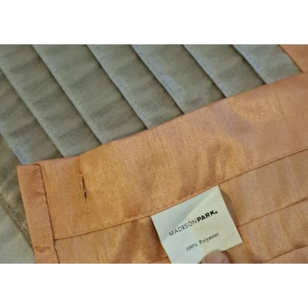Peach Sateen Shower Curtain Textured Striped White Gray Madison Park Elegant